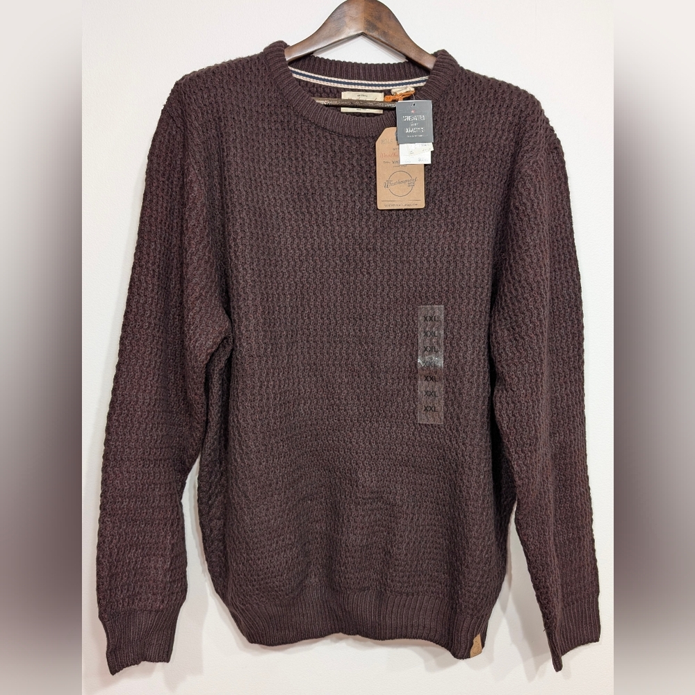 NWT Men's XXL Crewneck Knit Sweater Plum Burgundy Brown Original Weatherproof
